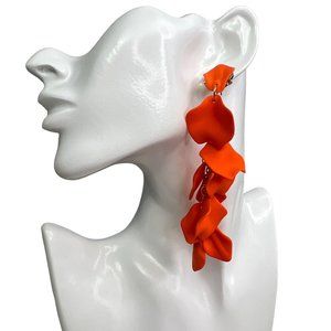 Kaitin Orange Cascade Earrings Leaves Vines Dangle Long 4.5 inch NWT